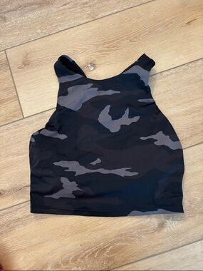 Athleta Black & Gray Camo High-Neck Swim Tank